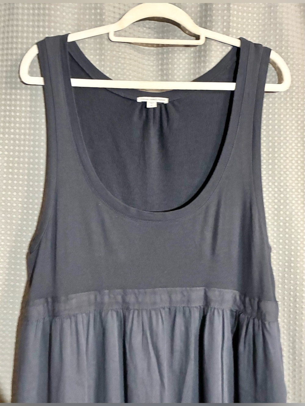 Standard James Perse Mix Media Dress Sz 4 Blue Pockets Minimalist Staple USA - Picture 9 of 11